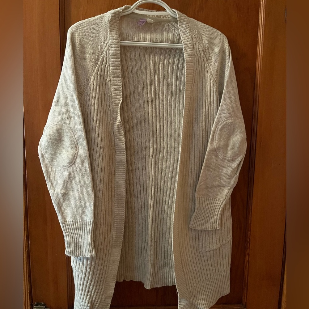 Tan cardigan with elbow patches